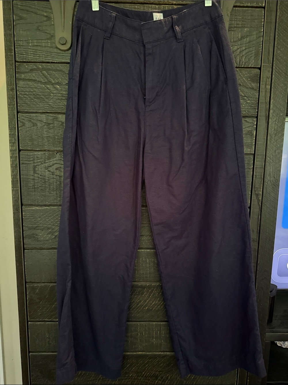 GAP Women's Navy Pleated Wide-Leg Trousers
